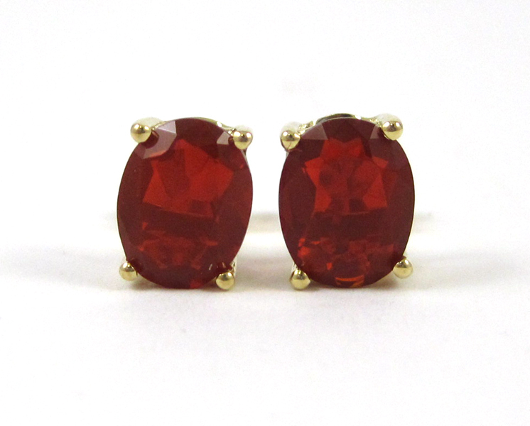 Appraisal: PAIR OF FIRE OPAL AND YELLOW GOLD EAR STUDS each