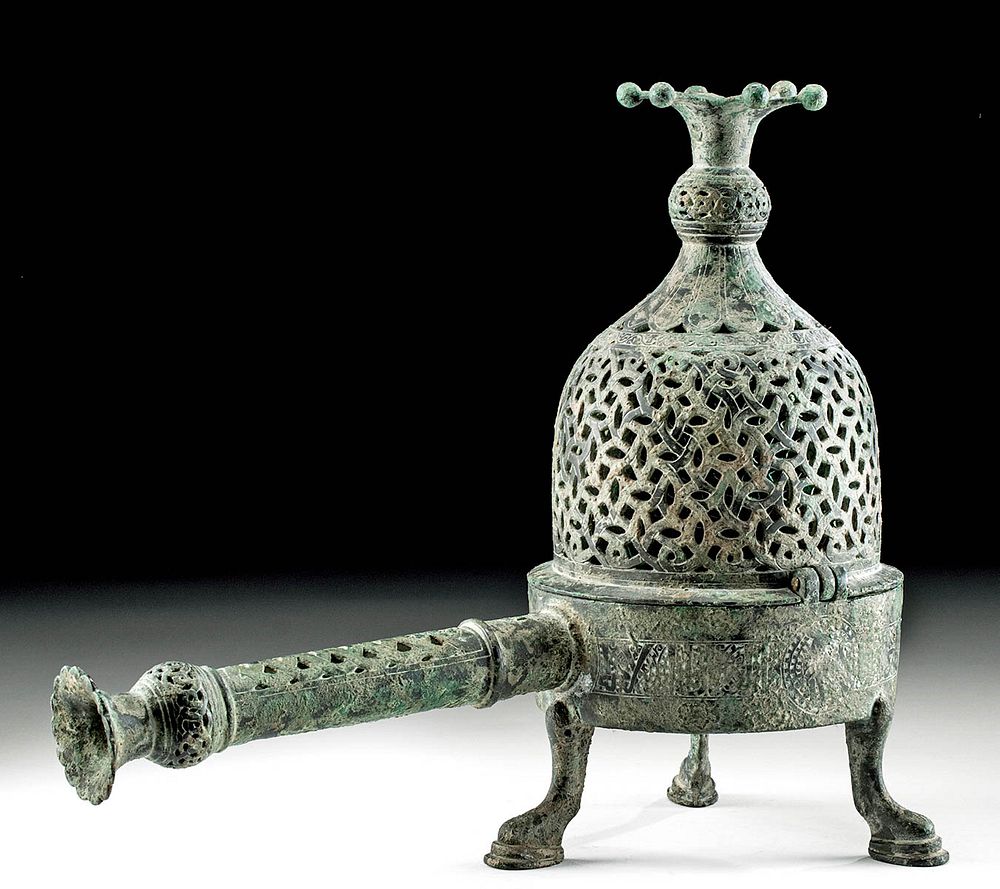 Appraisal: th C Medieval Afghan Bronze Incense Burner Central Asia Iran