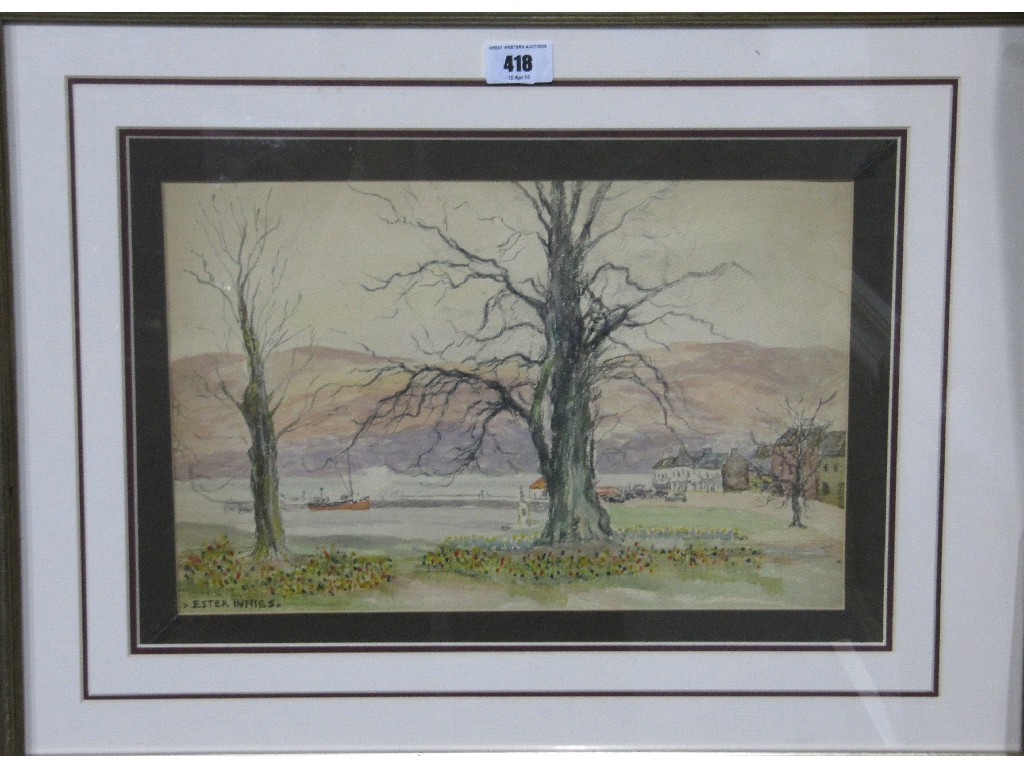 Appraisal: Watercolour West Coast loch scene signed ESTER INNIES