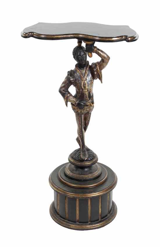 Appraisal: A Venetian Painted and Parcel Gilt Figural Pedestal the serpentine