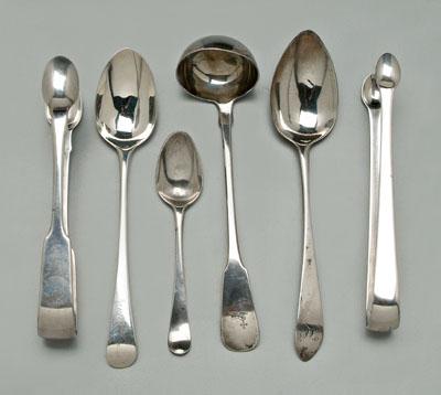 Appraisal: pieces Georgian silver flatware five Edinburgh dessert spoons Bateman spoon