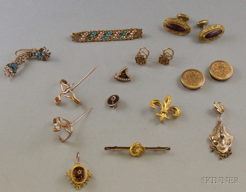 Appraisal: Small Group of Mostly Gold Victorian Jewelry including a turquoise