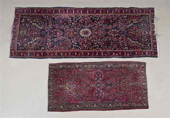 Appraisal: Two Sarouk Wool Rugs comprising a runner and mat with