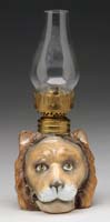 Appraisal: PORCELAIN FIGURAL LAMP H - Porcelain lion head lamp in