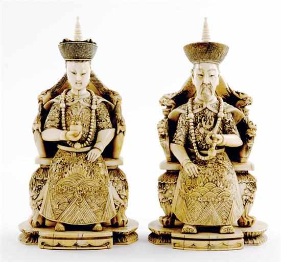 Appraisal: Pair Chinese carved ivory ancestor figures first half th century