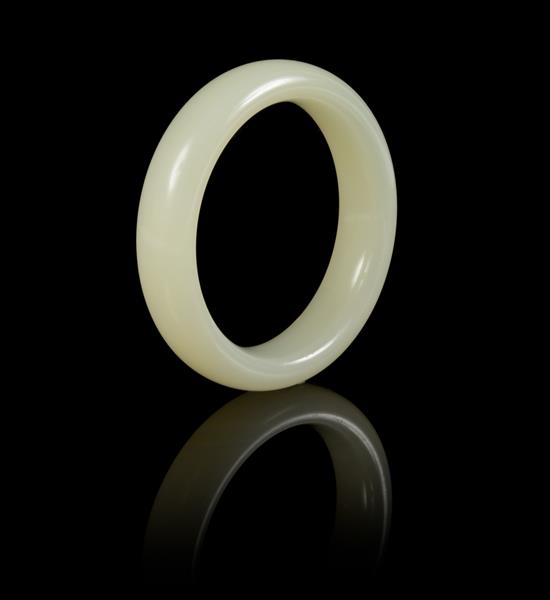 Appraisal: Sale Lot A White Jade Bangle the even stone of