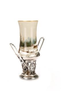 Appraisal: Victorian Silver Hand Painted Glass Celery Vase Meriden Britannia Company