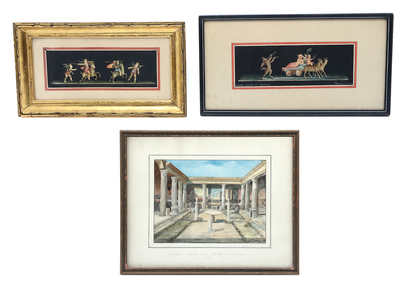 Appraisal: GALLO Giovanni Italian - Three Watercolor Paintings to Include Pompei-Trionfo