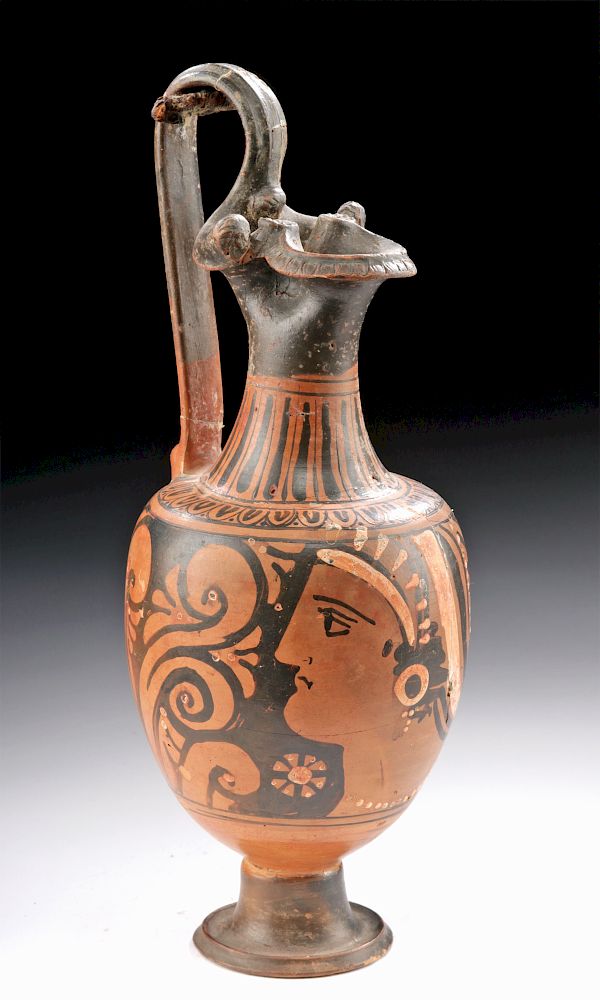 Appraisal: Greek Apulian Red-Figure Trefoil Oinochoe w Maskettes Magna Graecia Apulian