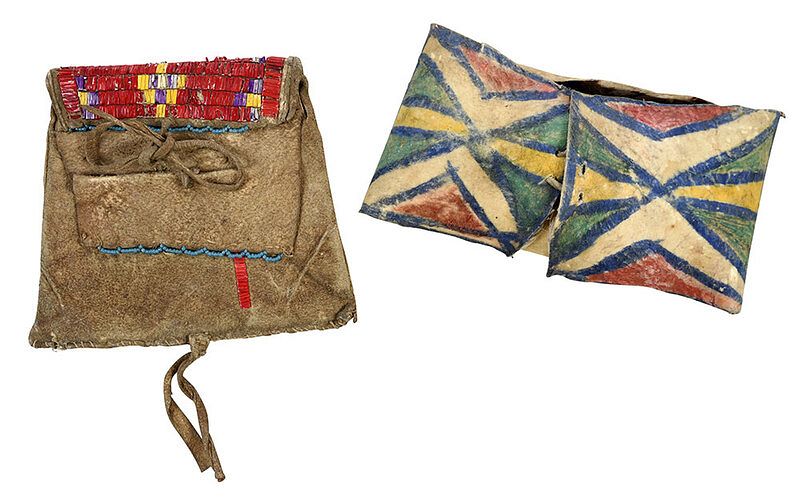 Appraisal: Two Small Crow Bags late th early th century parfleche