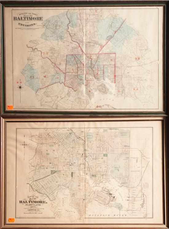 Appraisal: Maps Two Baltimore subjects by E M Hopkins ''Map of