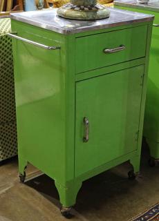 Appraisal: Vintage apple green metal rolling cabinet Vintage apple green metal