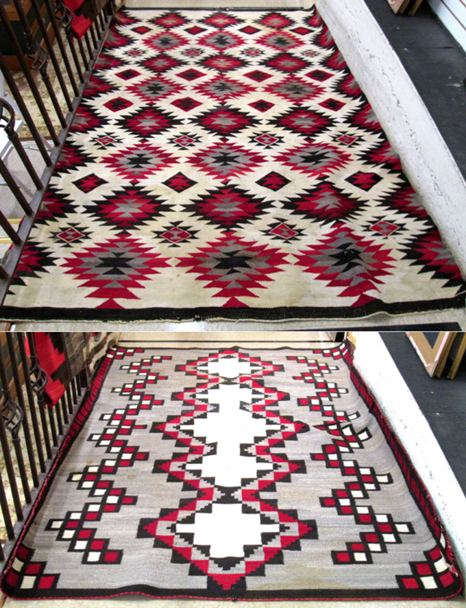 Appraisal: TWO LARGE NAVAJO RUGS hand woven ' x ' and