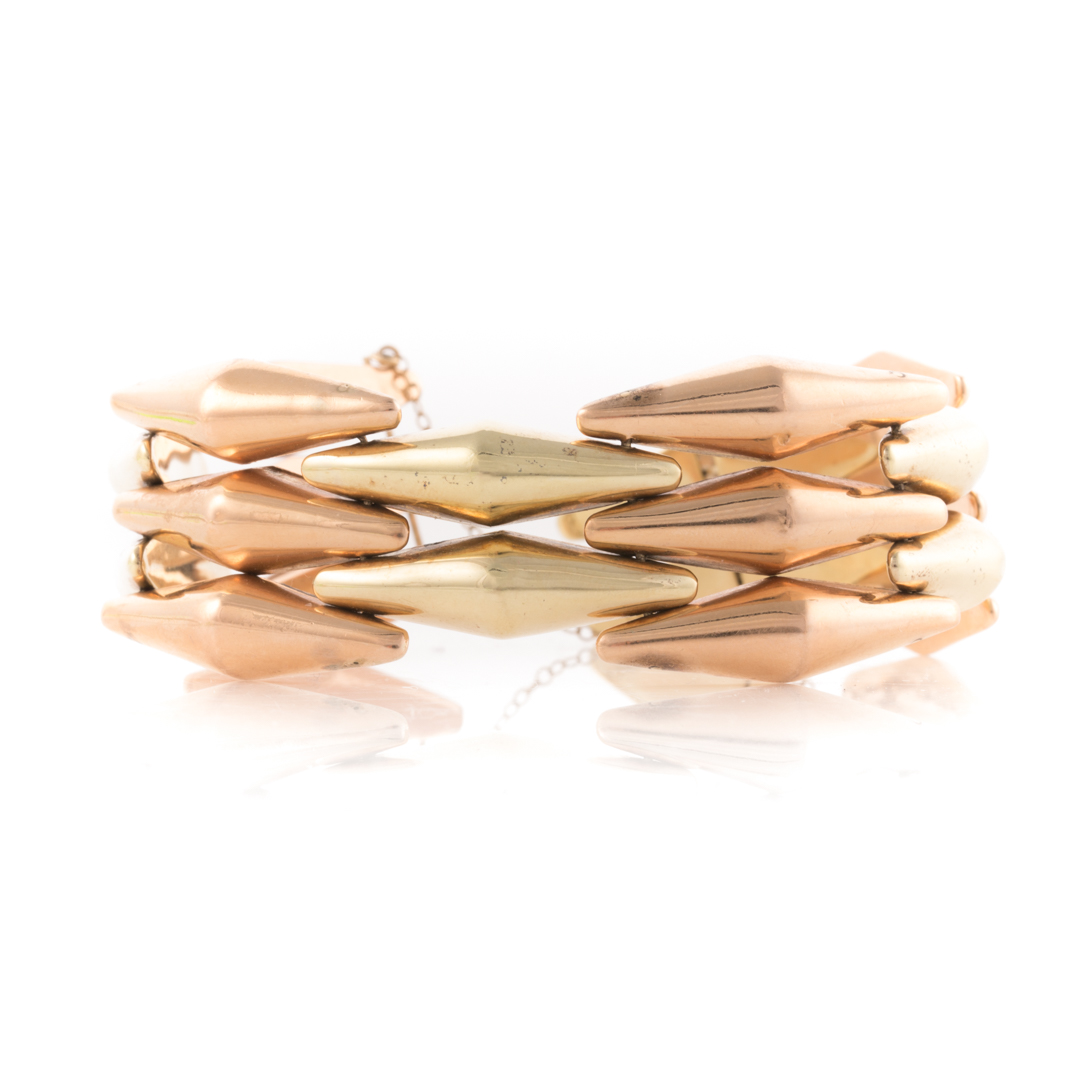 Appraisal: A K Rose and Yellow Gold Wide Link Bracelet K