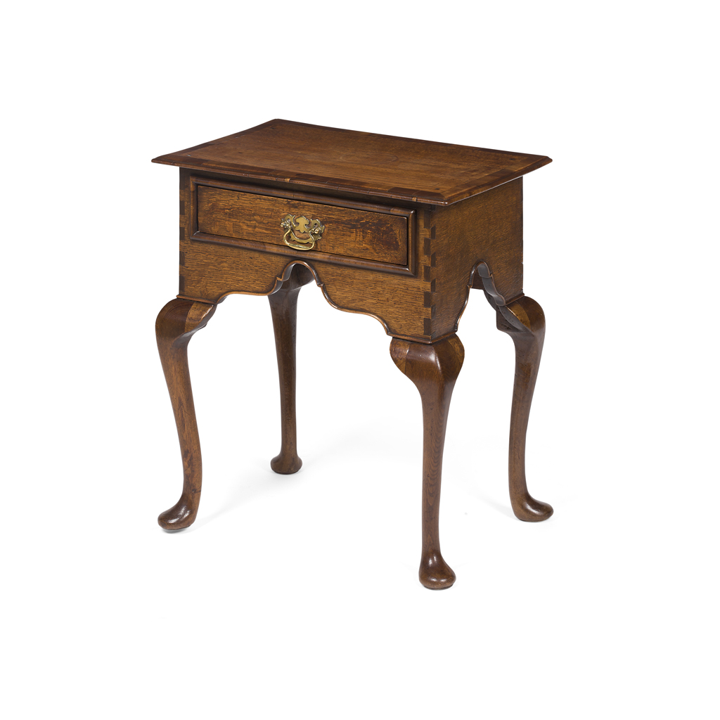 Appraisal: GEORGE II OAK AND WALNUT LOWBOY CIRCA the rectangular crossbanded