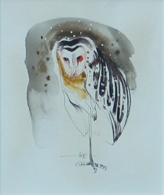 Appraisal: Bela Ivanyi born Owl watercolour