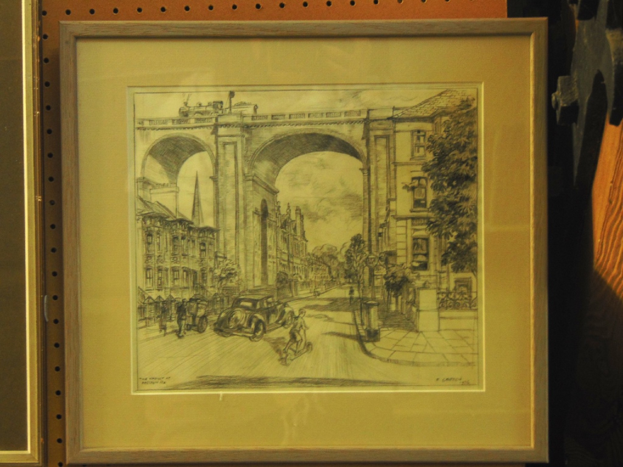 Appraisal: A th century pencil study of a busy city street