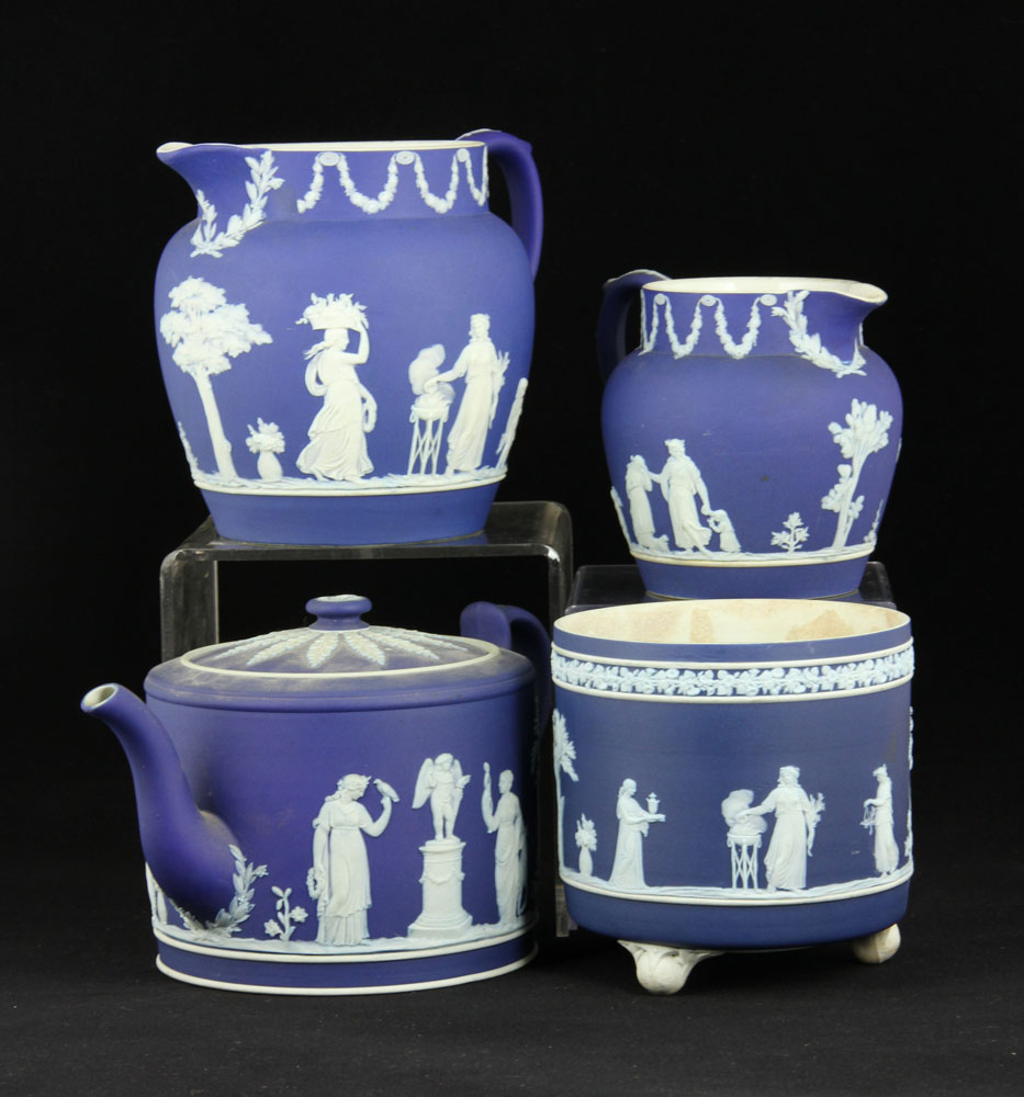 Appraisal: - Pc Wedgwood Jasperware Four pieces of blue and white