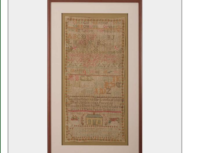 Appraisal: SCHOOLGIRL NEEDLEWORK SAMPLER BY CATHERINE ISABELLE SUTTON AGED HILLSBURGH Worked