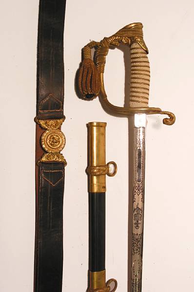 Appraisal: A U S Naval officer's sword th century Standard configuration