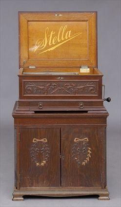 Appraisal: STELLA OAK-CASED MUSIC BOX ON STAND Retailed by Jacot and