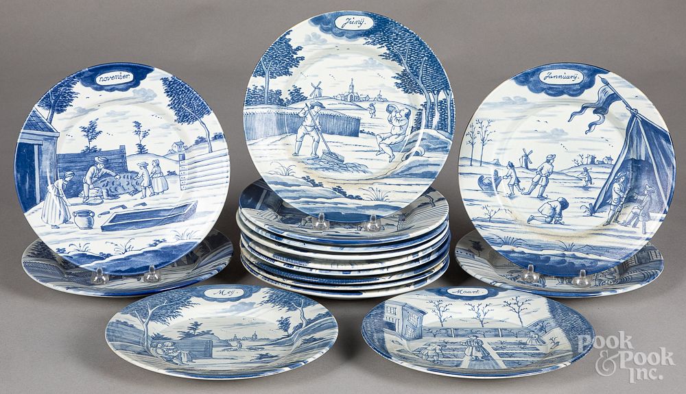 Appraisal: Fifteen Delft months of the year plates Fifteen Delft months