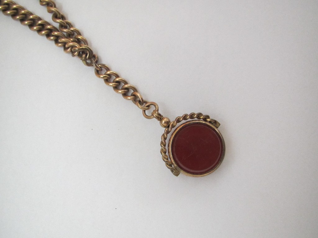 Appraisal: A late th century rolled gold double Albert with cornelian