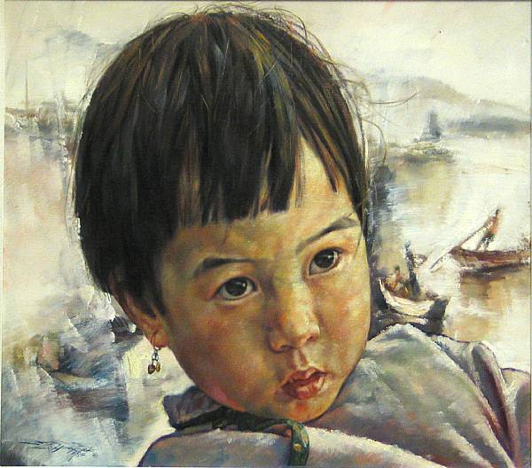 Appraisal: Wai Lo Hing Kwok Ming Chinese b Little fish girl