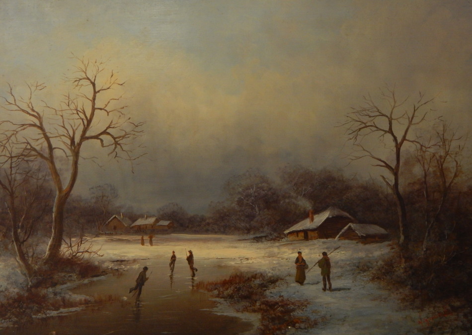 Appraisal: th thC Dutch School Winter scene with figures skating on