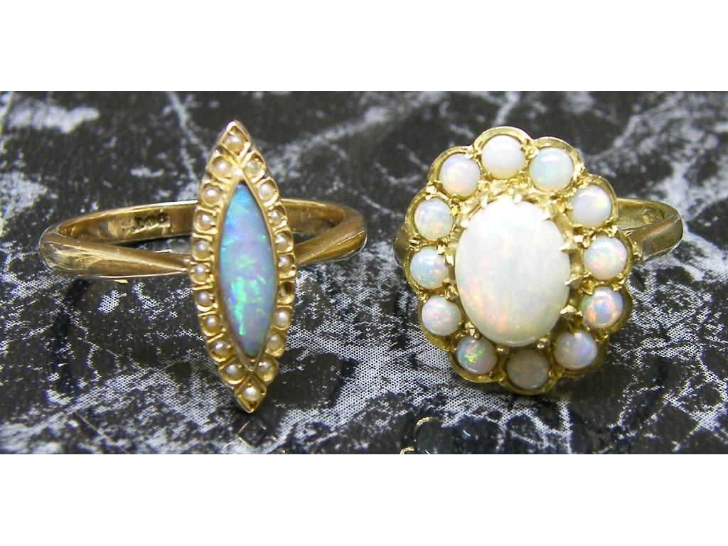 Appraisal: ct marquise opal cluster ring size O together with another