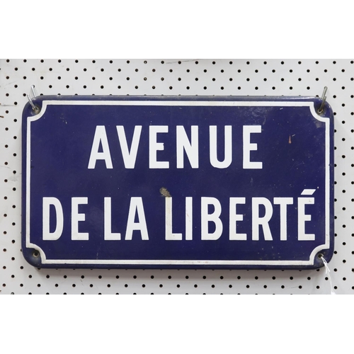 Appraisal: Vintage French enamel sign - Avenue De La Liberte approx