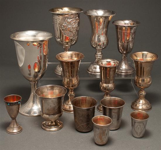 Appraisal: Twelve American and Continental silver Kiddush cups th century in