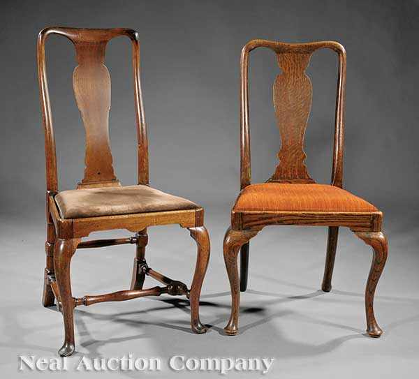 Appraisal: Two Queen Anne-Style Elm Side Chairs vasiform splat cabriole legs