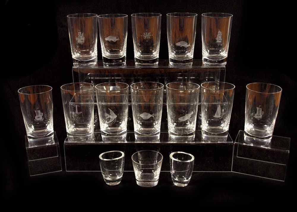 Appraisal: ORREFORS CRYSTAL TUMBLERS pieces to include tumblers '' juice tumblers