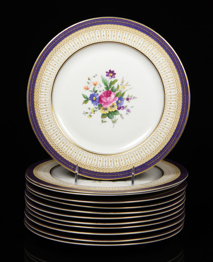 Appraisal: - Royal Bayreuth Service Plates Twelve Royal Bayreuth service plates