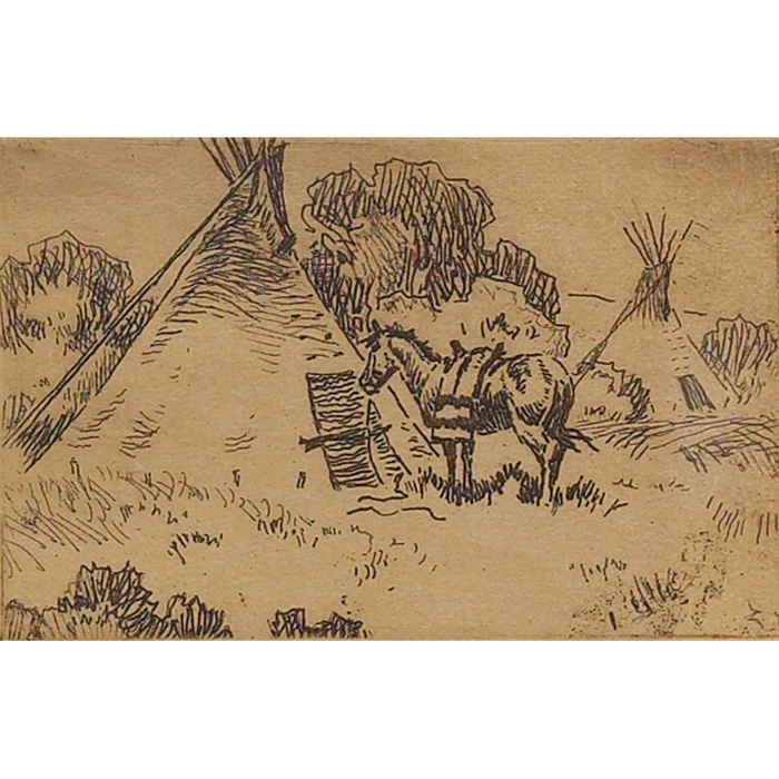 Appraisal: Joseph F DeYong American - Teepee c woodblock print x