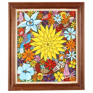 Appraisal: Paul Nemours Haitian th Century Bright Flowers and Birds acrylic