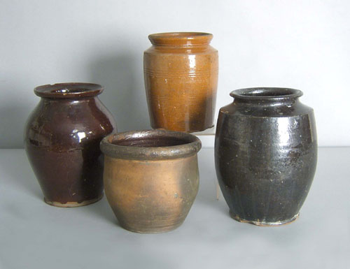 Appraisal: Four redware crocks th c - h