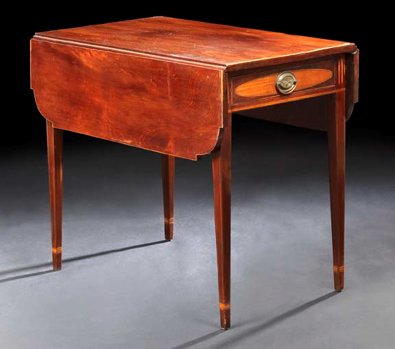 Appraisal: American Federal Marquetry and Line-Strung Mahogany Pembroke Table ca and