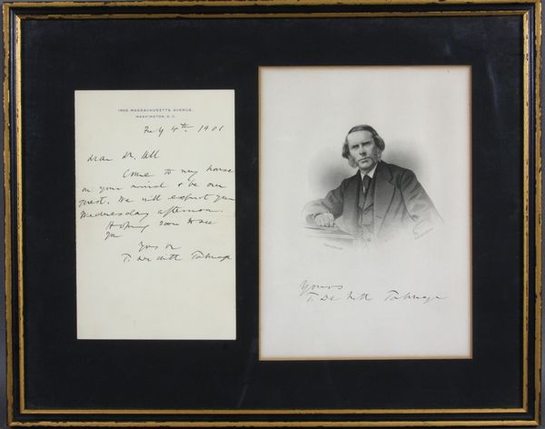 Appraisal: Autographed signed letter by T DeWitt Talmage dated February includes