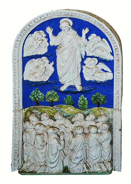 Appraisal: Italian Cantegalli Della Robbia style wall plaqueChrist and the Apostles