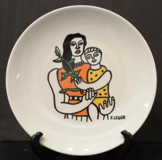 Appraisal: After F Leger Mother Child Porcelain Plate Circa signed F