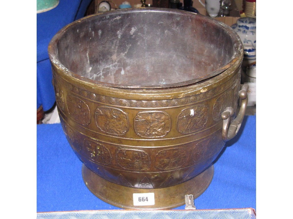 Appraisal: Chinese bronze two handled jardiniere