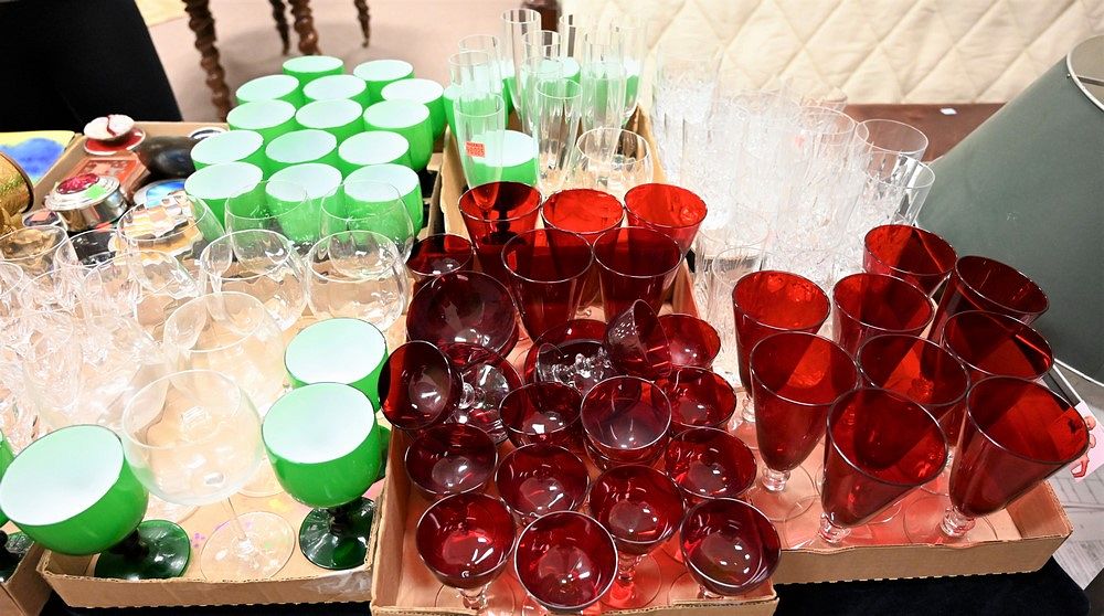 Appraisal: Seven Tray Lots of Glass Stems and Glasses to include