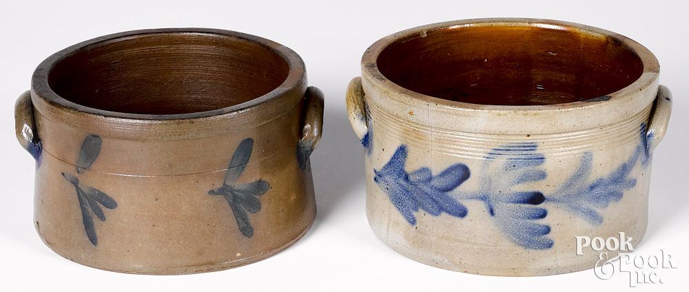 Appraisal: Two Pennsylvania stoneware cake crocks th c Two Pennsylvania stoneware