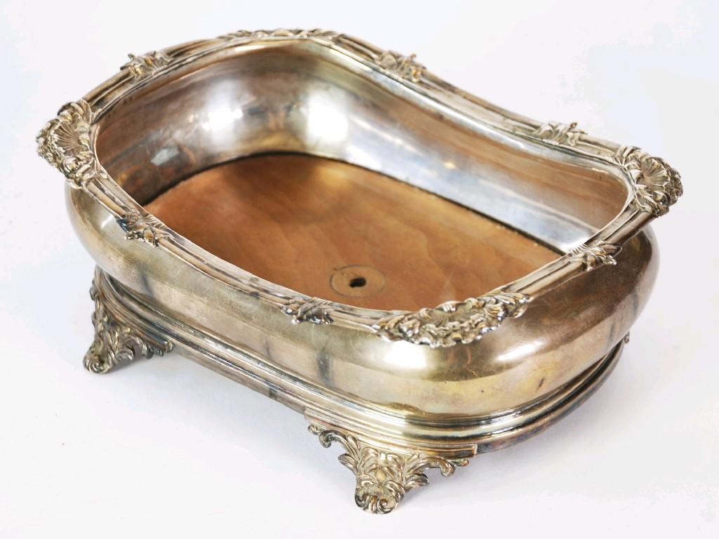 Appraisal: WILLIAM IV SILVER CRUET FRAME BASE of bulbous rounded oblong