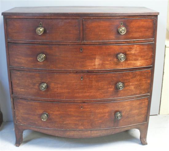 Appraisal: th century mahogany bow fronted chest two short and three