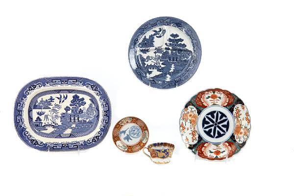 Appraisal: A group of Japanese enameled and transfer decorated porcelains largest