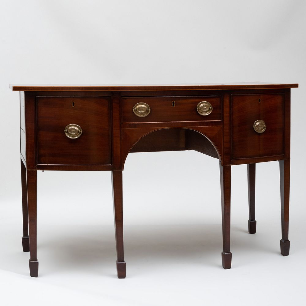 Appraisal: Near Pair of George III Inlaid Mahogany Bow Front Sideboards