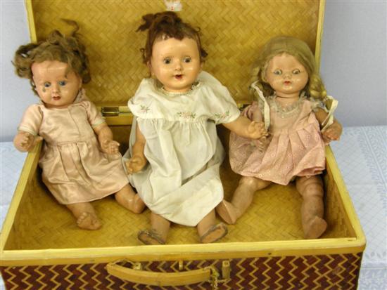 Appraisal: Three early th century bisque headed dolls the largest high